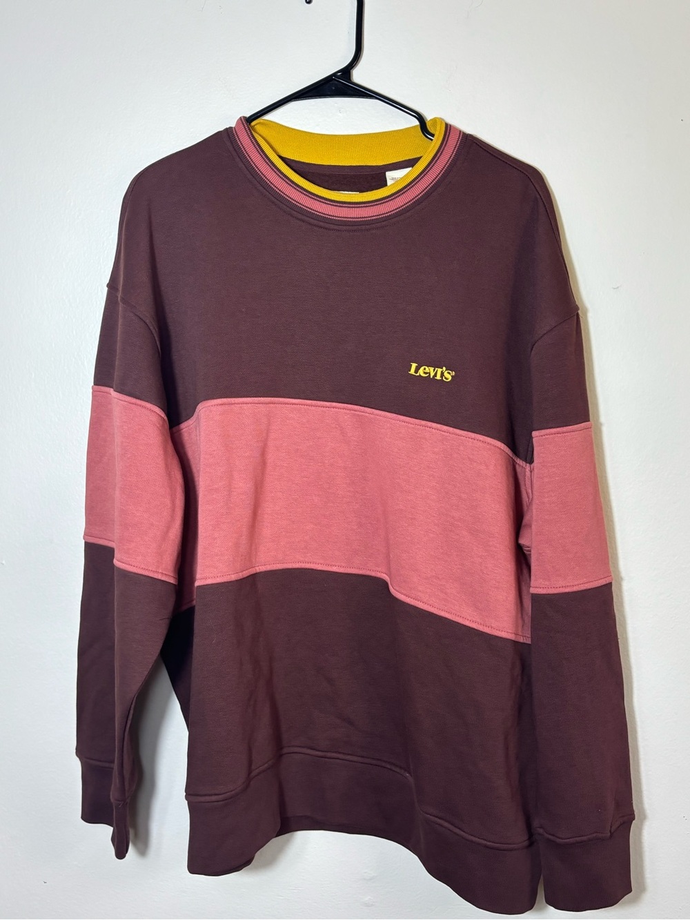 Levi's Sweatshirt Adult Size XL Brown Red Crew Neck Relaxed Embroidered Logo